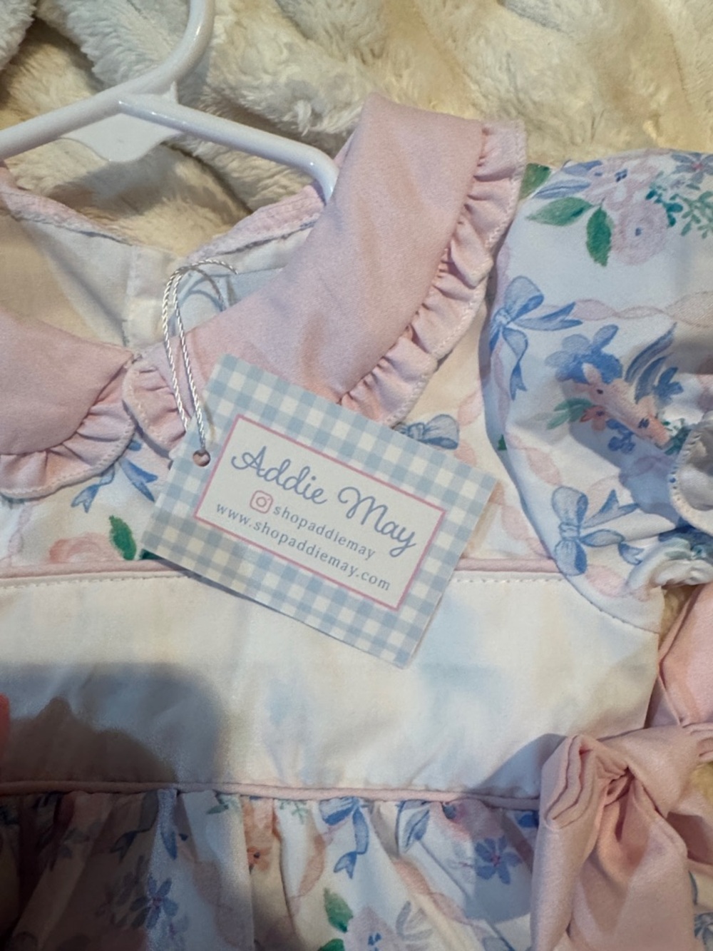 Pink Floral Ruffle Baby Dress with Matching Bloomers - Picture 5 of 6